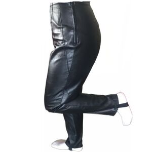Black Leather High Waisted Pants - Size 12